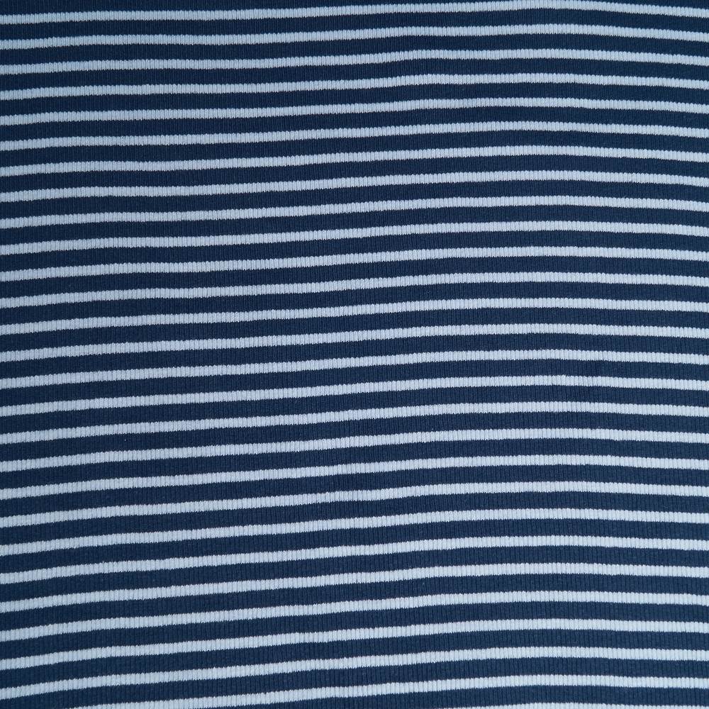 Fynn Strickbund / Ringelbündchen (hellblau-marine) per 10 cm