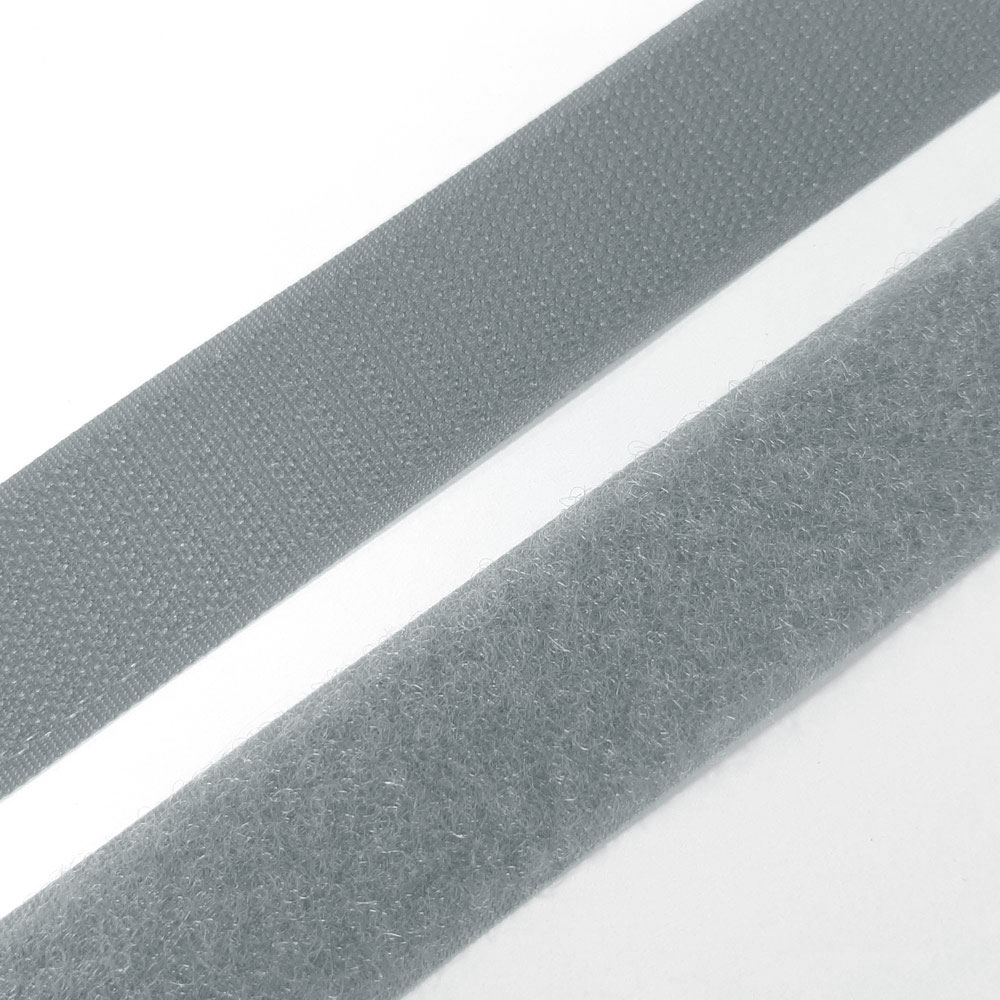 Industrie Klettband (Flausch- und Hakenband), Breite 25mm-Grau
