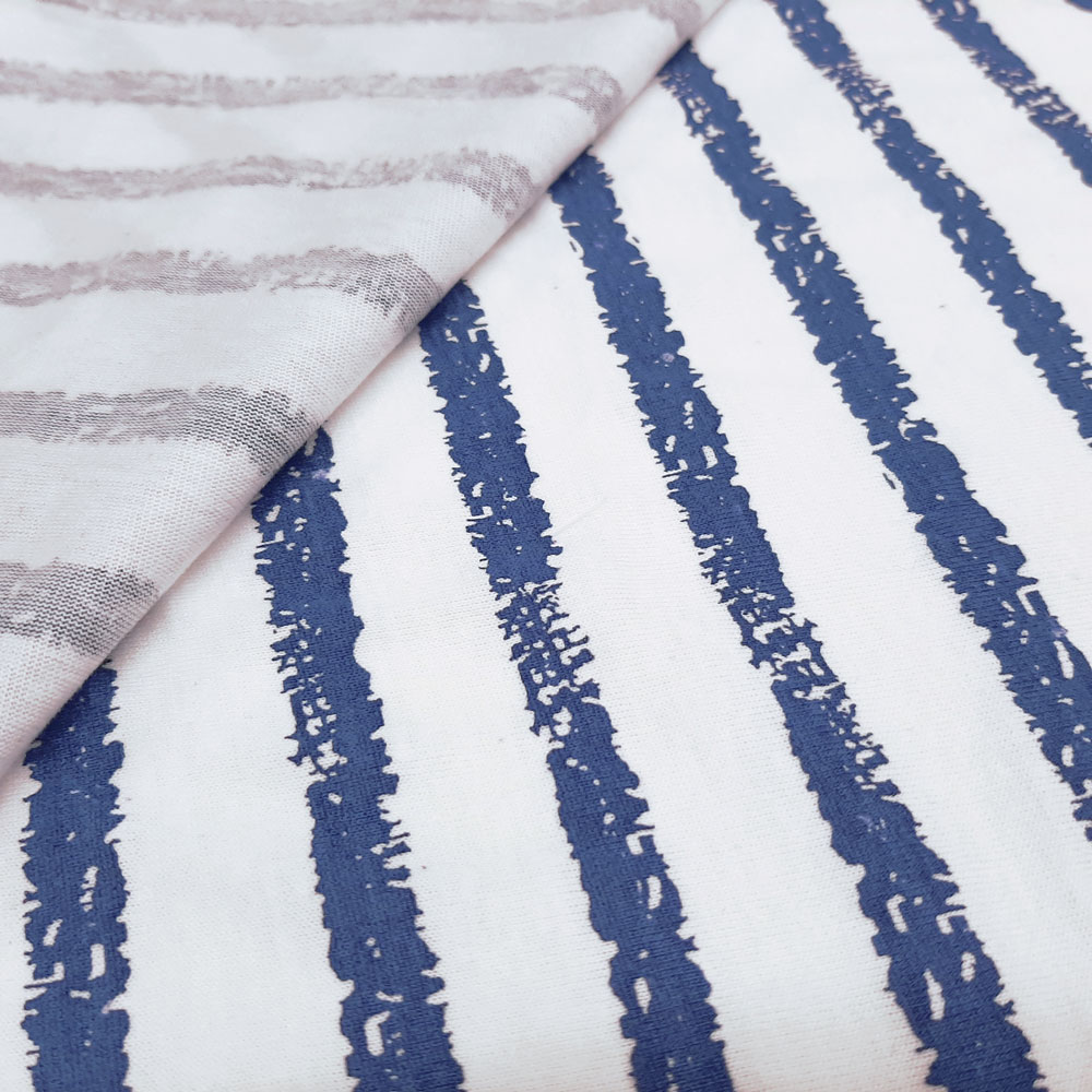 Onni – Baumwoll Jersey mit Streifen Dessin - Überbreite 170cm – Weiß-Blau