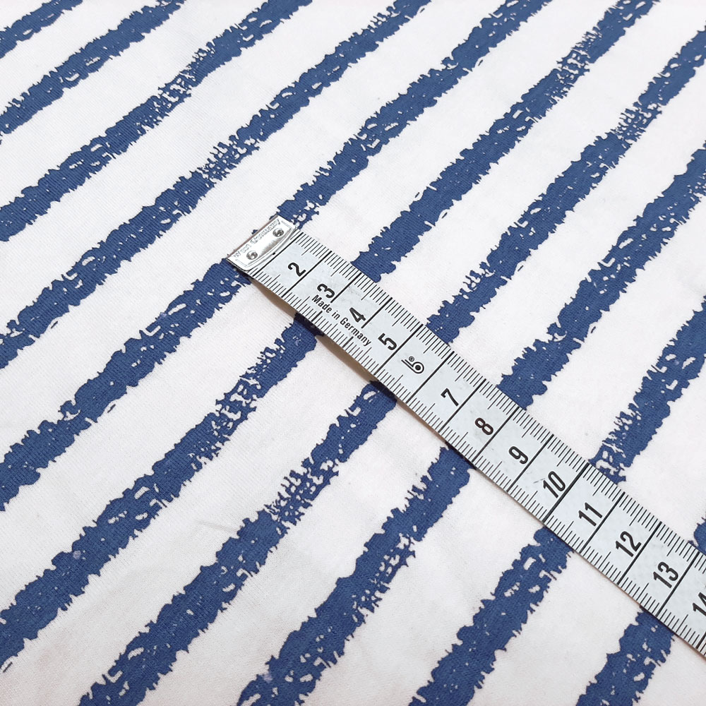 Onni – Baumwoll Jersey mit Streifen Dessin - Überbreite 170cm – Weiß-Blau